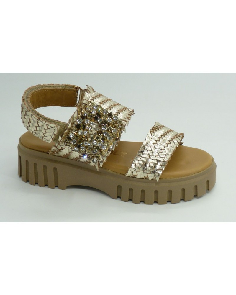 Sandalia de mujer de janet & janet color oro