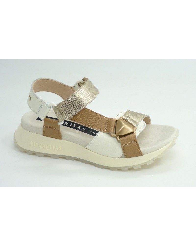 Sandalia mujer marca hispanitas en color oro