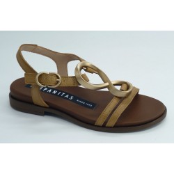 Sandalia mujer marca hispanitas en color cuero