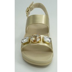 Sandalia mujer marca fit flopen color oro