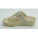 Sandalia mujer marca fit flopen color oro