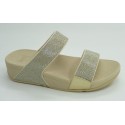 Sandalia mujer marca fit flopen color oro