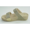 Sandalia mujer marca fit flopen color oro