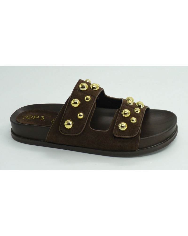 Sandalia mujer marca top 3 en color marron