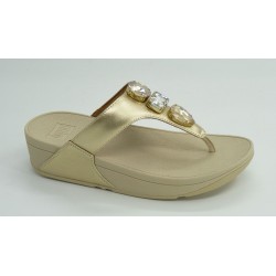 Sandalia mujer marca fit flopen color oro