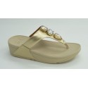 Sandalia mujer marca fit flopen color oro