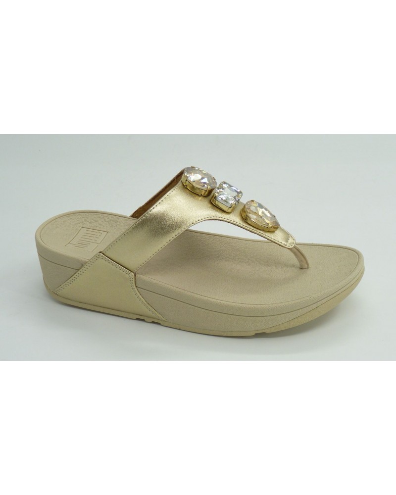 Sandalia mujer marca fit flopen color oro