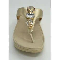 Sandalia mujer marca fit flopen color oro