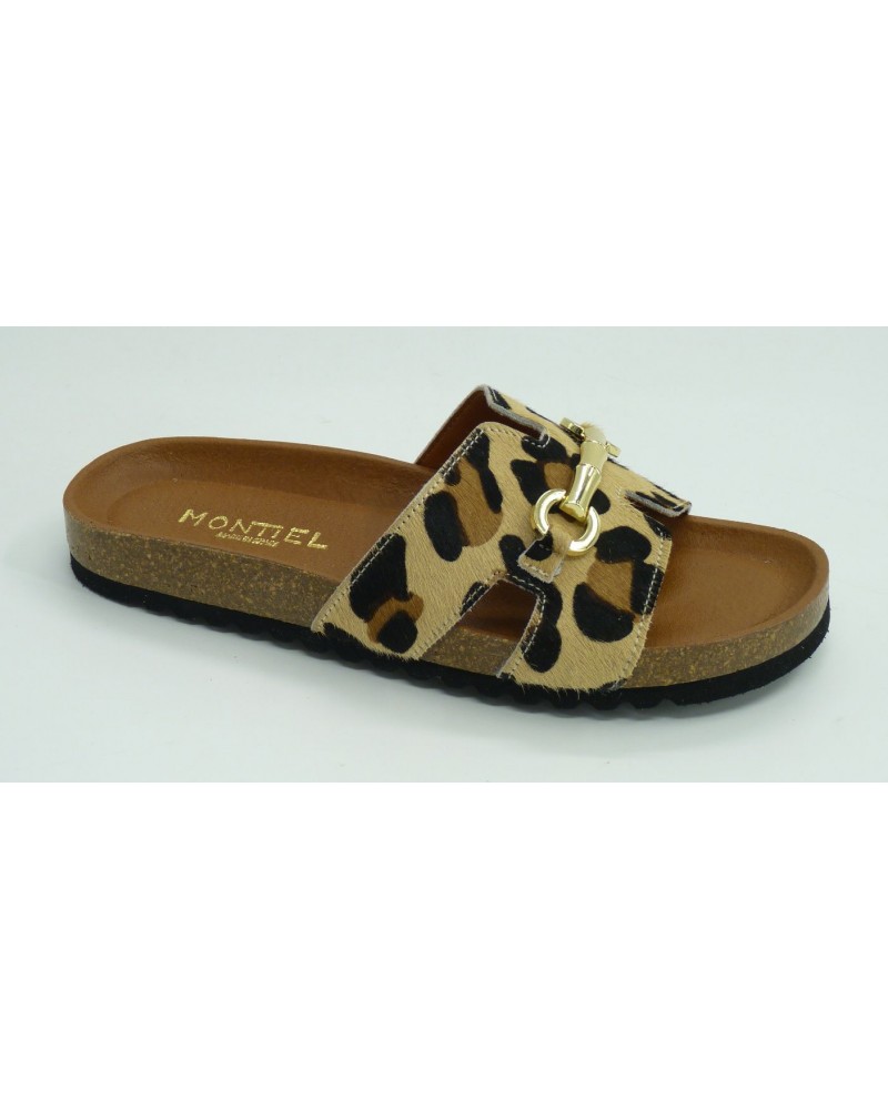 Sandalia mujer marca montiel is en color leopardo