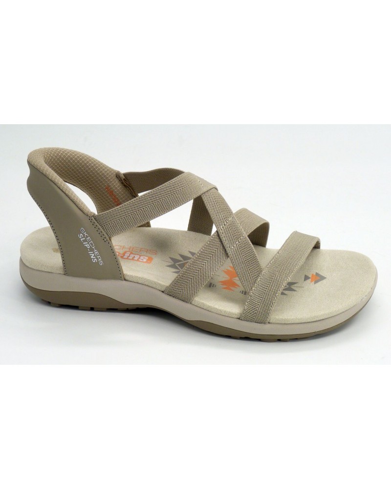Sandalia mujer marca skechers en color taupe