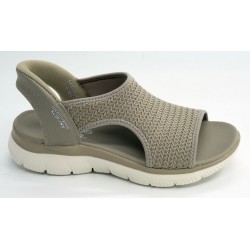 Sandalia mujer marca skechers en color taupe