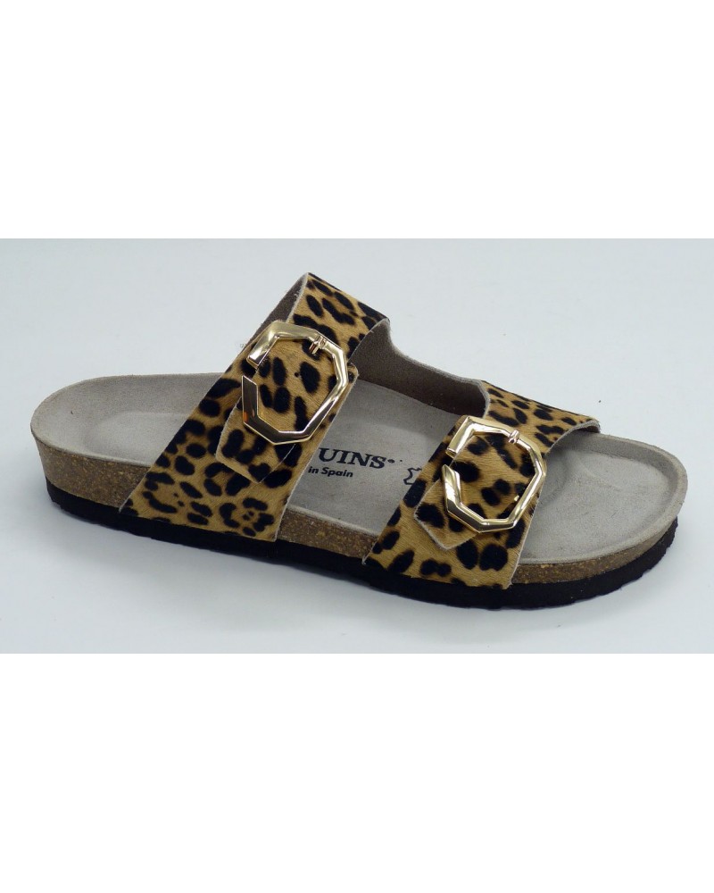 Sandalia mujer marca genuins en color leopardo