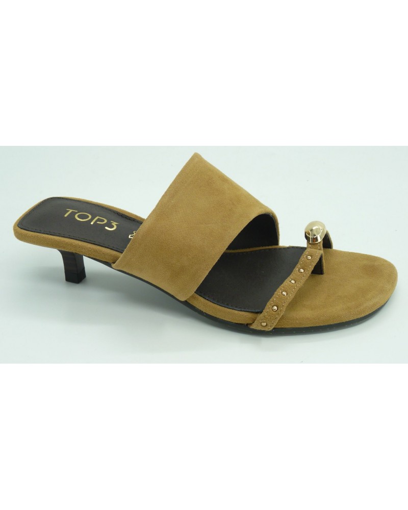 Sandalia mujer marca top 3 en color cuero