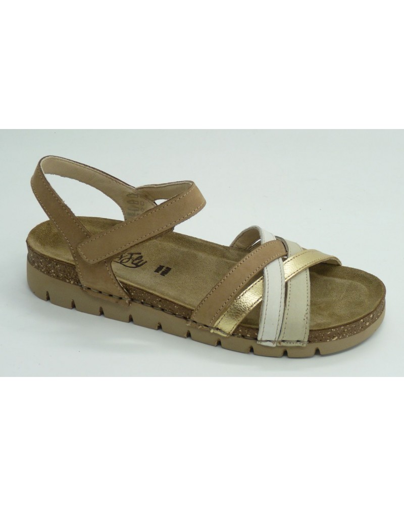 Sandalia mujer marca walk & fly en color beige