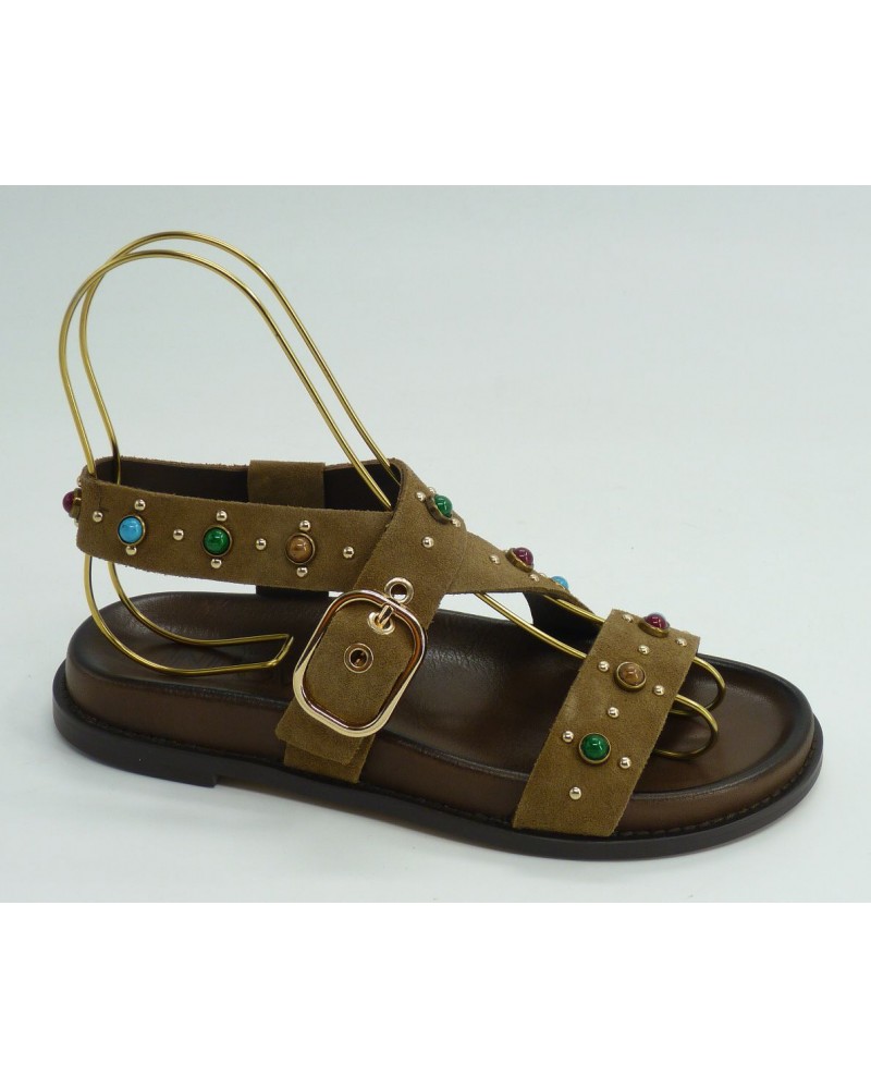 Sandalia mujer marca inuovo en color taupe