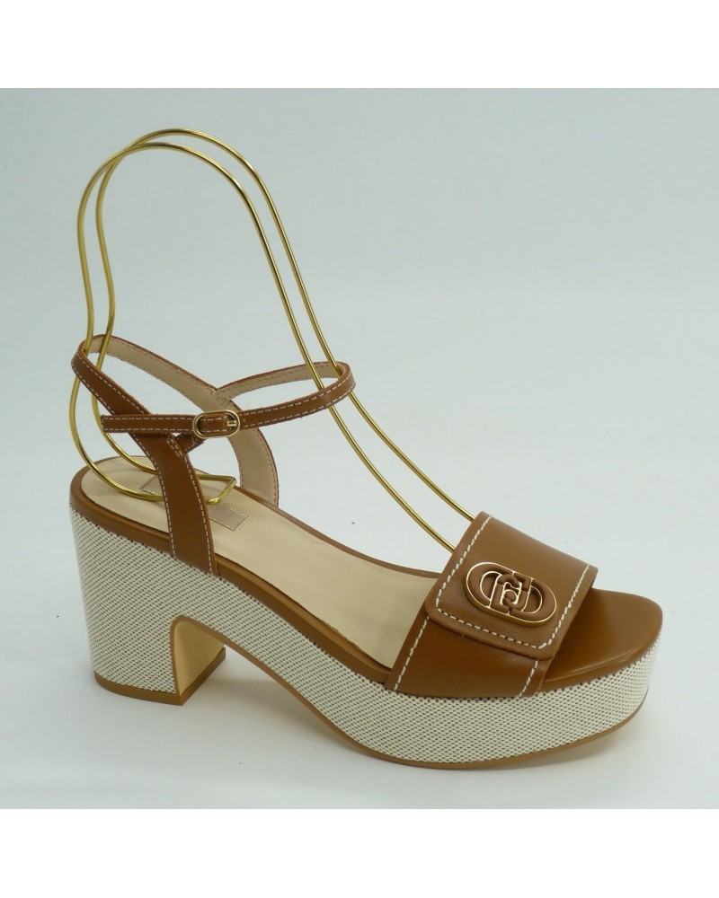 Sandalia mujer marca liu joen color cuero