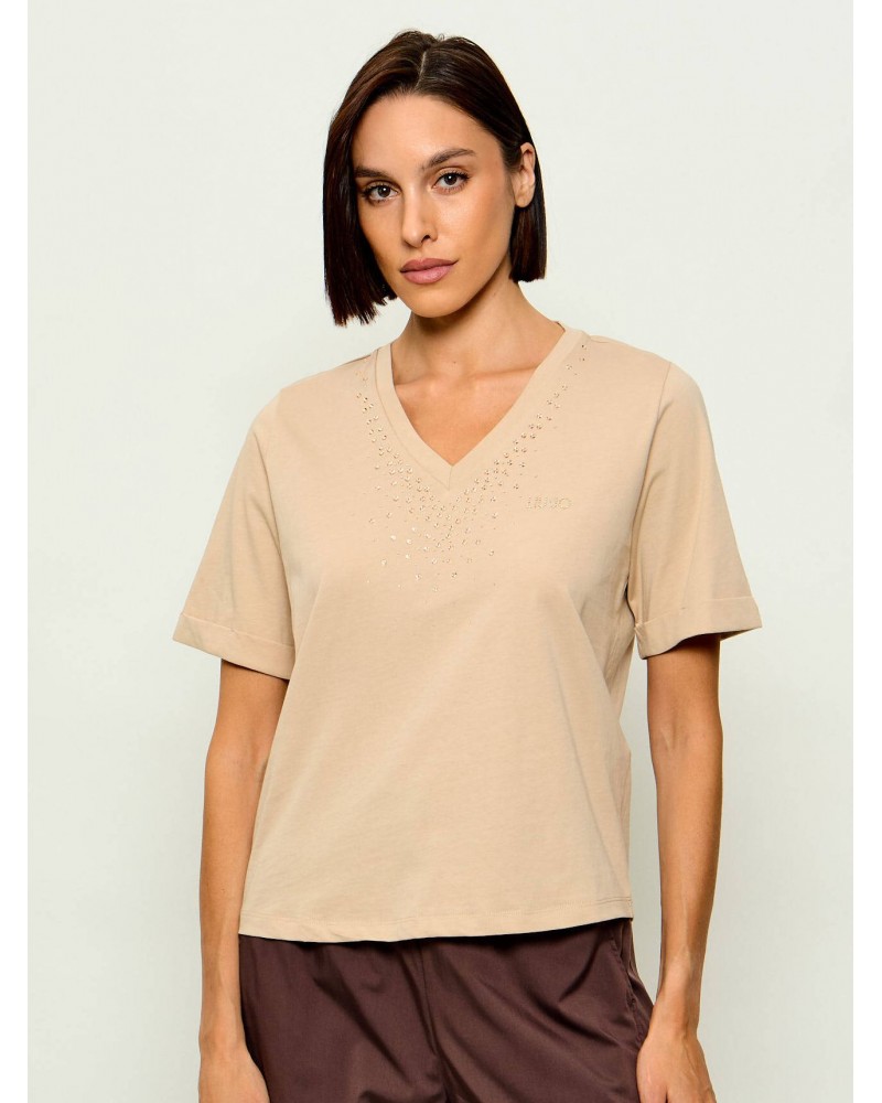Camiseta mujer marca liu jo accessoriesen color beige