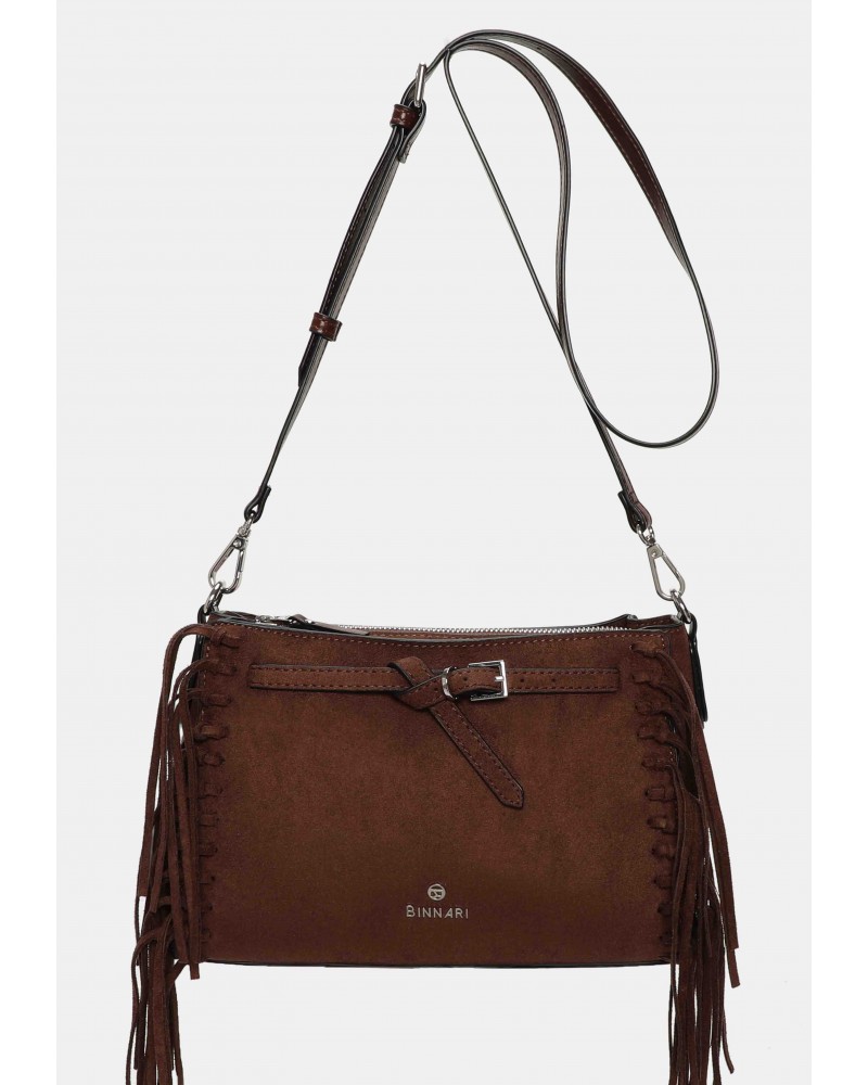 Bandolera mujer marca binnari en color marron 
